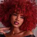 GKtineke Afro Wig 14Inch Afro WIgs for Black Women 70s Afro Kinky Curly Wig Bouncy Huge Fluffy Puff Wigs Synthetic Hair for Cosplay Daily and Party (Burgundy)