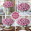 50 PCS Roses Artificial Flowers, Realistic Fake Roses with Long Stems Silk Flowers for DIY Wedding Bouquet Party Celebration Home Bridal Shower Decoration Valentine's Day Gift for Her Wife, Dusty Rose