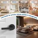 4 Pack Stainless Steel Privacy Door Handle - Keyless Push Button Lock, Matte Black Finish, Reversible Left/Right Hand Lever