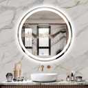 24" LED Bathroom Mirror Round Vanity Mirror, Anti-Fog, Dimmable, 3 Color Temperature, Memory Function Led Wall Mirror for Bathroom, Vanity, Shaving (Vertical/Horizontal)