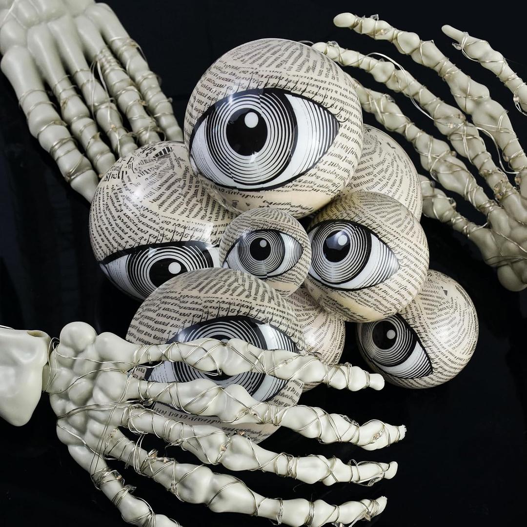 8Pcs Halloween Eyeballs Orbs, 1.97In and 2.68In Plastic Scary Eyeballs Realistic Ping Pong Skeleton Fake Eye Balls Horror Props for Halloween Decor Craft Spooky Party Mantle Fireplace Table Ornaments