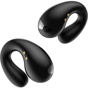 Open Ear Earbuds Wireless Bluetooth 5.3 Earphones, Flexible Clip On Ear buds with 36H Playtime LED Display Bone Conduction Headphones, IPX7 Waterproof Light Weight Fit for Every Ear, Sport, Workout (Black)