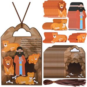 Syhood 24 Set Daniel and The Lion's Den Craft Kit, Sunday School VBS Religious Crafts Easter DIY Christian Bible Craft Kit for School Home Activities