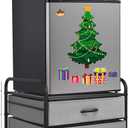 Mini Fridge Stand, Fridge Stand with Storage, 2 Drawer Fridge Cart, Organizer Unit for Mini Fridge, Fridge Stand with Metal Frame and Fabric Drawers, Mini Fridge Table with 4 Swivel Wheels (Grey)