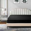 P Pothuiny Satin Fitted Sheet King Size, 1 Single Fitted Sheet Only, Extra Soft Deep Pocket Bottom Bed Sheets Mattress Cover Fits 12" to 16", Wrinkle Free, Fully Elasticized (Black)