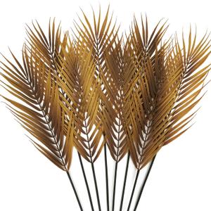 SNAIL GARDEN 8Pcs Fall Artificial Palm Leaves, 26.4" Faux Palm Fronds Autumn Tree Leaf with Stem Branches for Home Tall Vase Halloween Indoor Outdoor Table Centerpiece Fireplace Decor
