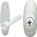Gliding Patio Door Keyed Lock Assembly & Thumb Latch Compatible with Andersen Tribeca Style OEM Part #2573068, #2573078 & #2573609, 2-9/16" Hole Centers, Non-Handed, White Diecast