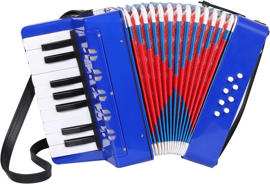 LIEKE Kids Accordion 17 Piano Keys 8 Bass Button Mini Accordian Toy Musical Instrument Gift (Blue)