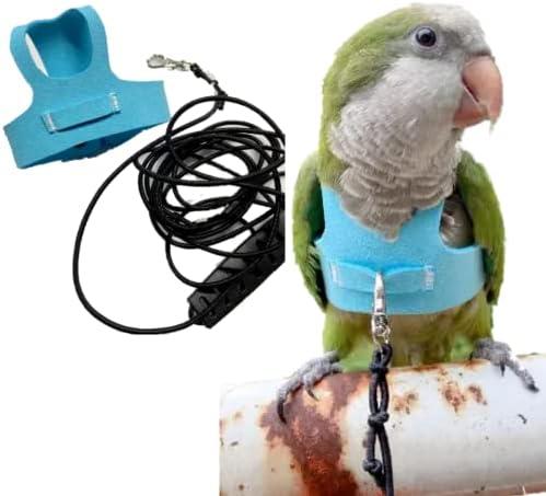 Bird Flight Harness Vest, Parrot Flight Suit with Leash for Parakeets Cockatiels Conures Budgies, Bird Flying Clothes with Rope and Handle for Outdoor Activities Training (S, Blue)