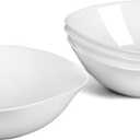 25OZ White Opal Glass Cereal and Soup Bowl Set of 4, Dishwasher & Microwave Safe 7.5 inch Square Bowls for Salad and Rice