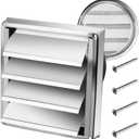 Funmit 6'' Metal Dryer Vent Cover, 7"x7" Outside Dimensions with Metal Mesh Screen, Outdoor Stainless Steel Louvered Vent Cover Includes 4 Screw for Easy Installation
