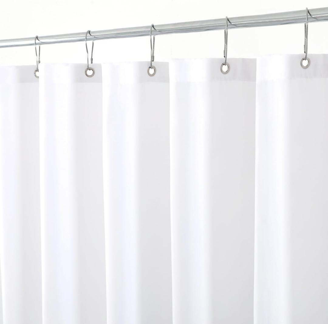 Biscaynebay Hotel Quality Fabric Shower Curtain Liners 72" X 72", White Water Resistant Bathroom Curtains Rust Resistant Grommets Weighted Bottom Hem Machine Washable