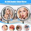 Rechargeable Wall Mounted Lighted Makeup Mirror 30X Magnifying Mirror with Light Dimmable LED Bathroom Mirror Black 360Swivel Adjustable Vanity Mirror Arm (Black 1, 8.3" L x 9.5" W)