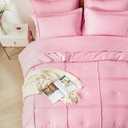 Yogeneg Pink Comforter Set Twin Size 5 Piece Bed in a Bag,Grid Pinch Pleat Twin Bedding Set,Striped Textured Soft Microfiber Comforter with Sheet Set,All Season Complete Bed Set(Pink,Twin)