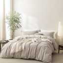 BDEAR 3 Pieces Cream Grey Duvet Cover Set King Size 104'' W x 90'' L, 100% Washed Cotton Duvet Cover with Zipper Closure Plus 2 Pillowcases, Oeko TEX Standard Certificated, Cozy Feel