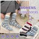 Womens Fuzzy Socks Cozy Fluffy Winter Warm Slipper Socks Microfiber Soft Home Sleeping Socks for Women 5 Pairs (Medium, Solid Color Combination)
