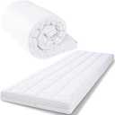 4Inch Cot Mattress Topper, Quilted Soft Portable Pads for Camping with Washable Cover, Memory Foam Sleeping Pads Only, Roll Up Floors Mat, 75"x30", Beige (30x75 Inch)