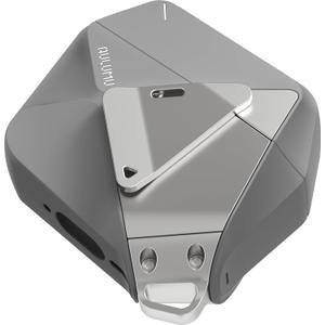 Aulumu A29 Geometric AirPods 4 Case with Lock | Protective Cover with Nylon Buckle | Alloy Armour | Compatible with Apple AirPods 4th (2024) - Grey (Gray)