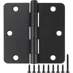 12 Pack Black Door Hinges Black Matte Black Hinges for Doors 3 1/2 Interior Door Hinges 3.5" x3.5 Inch Hinges Rounded 1/4" Raidus Standard Residential Bedroom Door Hinge Sturdy Door Hardware