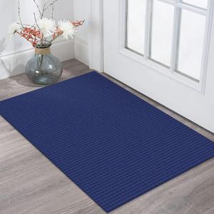 KOZYFLY Indoor Door Mat 2x3 ft Small Area Rugs Washable Front Door Mat Non Slip Rubber Backed Entryway Rug Cotton Entrance Doormat for Front Porch Bathroom Kitchen Bedroom, Royal Blue/Navy