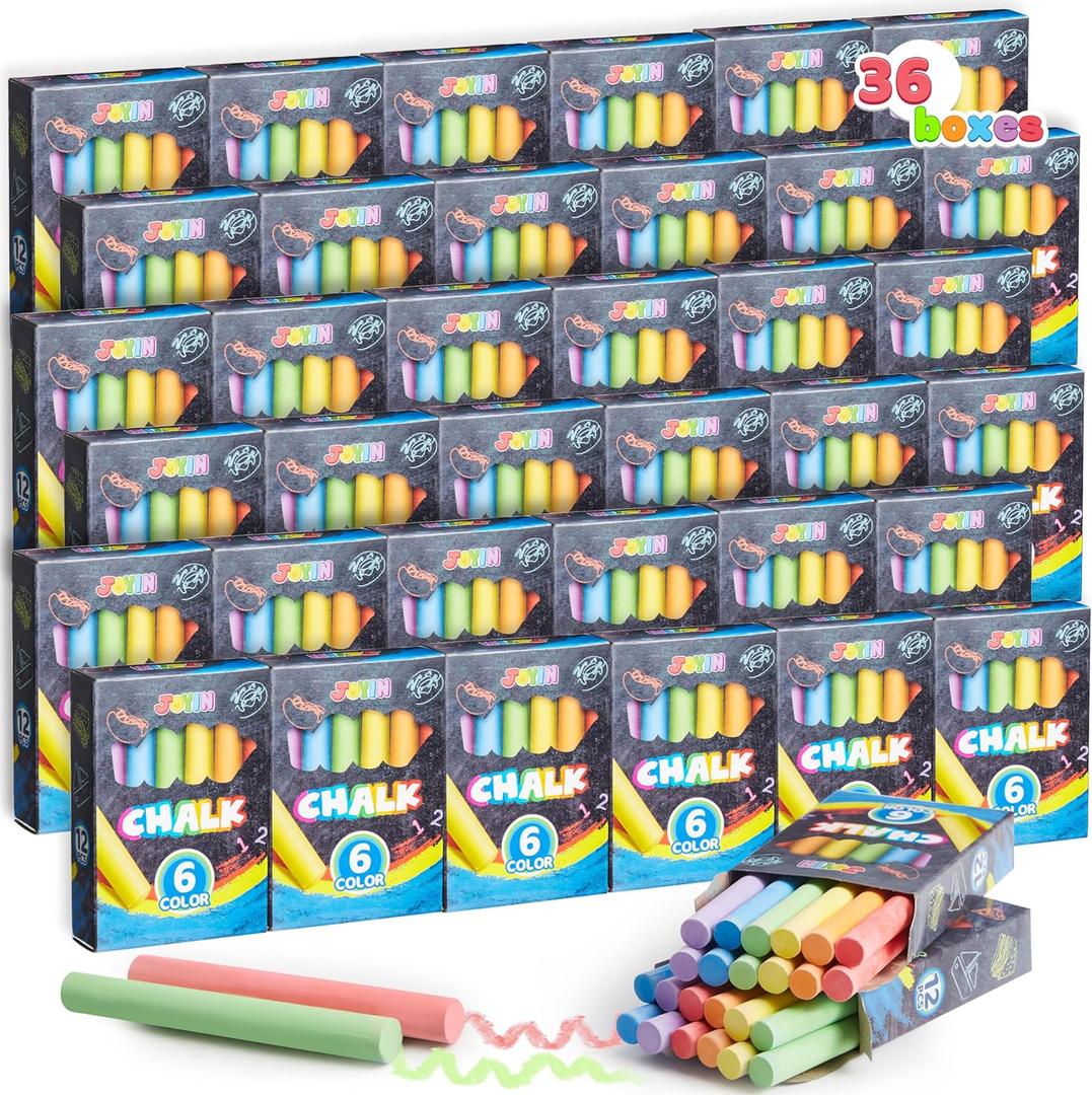 JOYIN 432 Counts Mini Chalk Set for Kids, Non-Toxic Mini Chalk for Boys Girls 3+, School Supplies for Teachers, Goody Bag Fillers, Sidewalk Chalk Party Favors (36 Boxes)