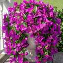 Faux Bougainvillea Artificial Flowers Plants for Outdoors Outside Decoration, 2 pcs Purple Fake Flowers UV Resistant Look Real Silk Long Trailing Vines for Front Door Porch Planter Urn Patio Garden