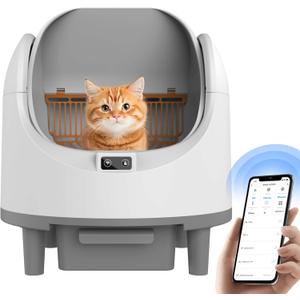 Self Cleaning Litter Box, Cat Litter Box Automatic Cleaning with APP Control, Eco-Friendly Odorless Waste Treatment with Bags Included, Large Waste Bin, Open-Top