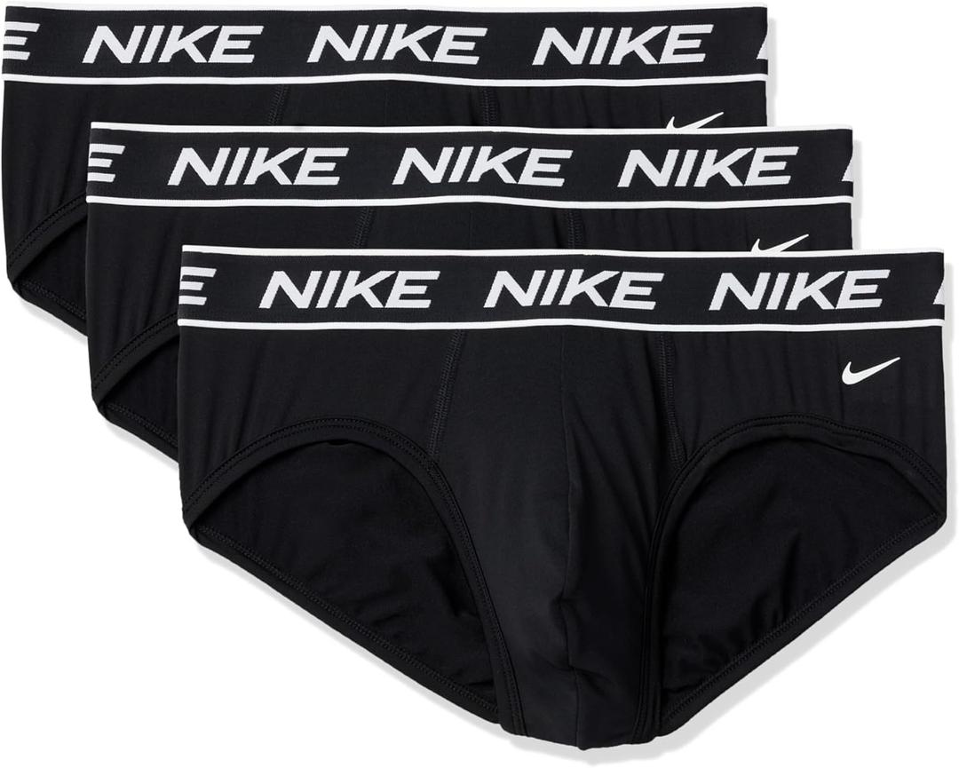 Nike Men's All Day Micro Stretch Hip Brief Underwear (3-Pack) (Black/Black/Black)