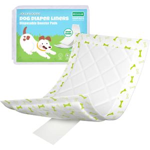 Dog Diaper Liners 100Pcs, Disposable Diapers Inserts for Male & Female Dogs, Booster Pads Fit Reusable Dog Belly Bands, Male Wraps and Period Diapers, Super Absorbent Leakproof Regular