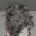 Grey Wig - Long Silver Wavy Wigs for Women Middle Part Gray 26 inch Natural Curly Synthetic Wig Heat Resistant Fiber Wigs for Daily Party Use