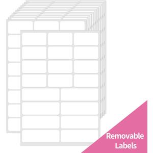 STARLIBOO White Removable Labels, Removable Colored Labels Stickers, Self-Adhesive Rectangular Stickers Water/Oil/Tear Resistant for Storage/Classroom/Home (2 Size, 300 Labels)