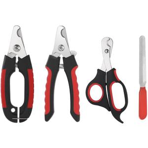 Nail Clipper Trimmer Set for Pet Cats, Dogs, etc., Quick Safety Guard to Avoid Over-Trimming, Stainless Steel Razor Blades, Non-Slip Handle, and Nail File, Professional pet Grooming Tools