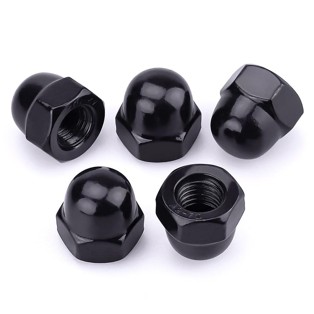 #8-32 Hex Head Acorn Cap Nuts, 304 Stainless Steel 18-8 Hexagon Head Acorn Dome Cap Nuts, Black Oxide Finish, Hex Drive, 50 PCS
