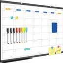 Magnetic Dry Erase Calendar Whiteboard for Wall 36"x24", Monthly White Board Calendar Dry Erase Wall Hanging Aluminum Frame with Tray for Home, School, Office