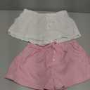 MakeMeChic Women's 2 Pack Linen Shorts Striped Gingham Summer Beach Pajama Boxer Shorts, Medium