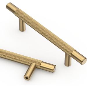 Asidrama 10 Pack 3.75 Inch(96mm) Champagne Bronze Knurled Kitchen Cabinet Handles, Cabinet Pulls Kitchen Cabinet Hardware for Cupboard Drawer Pulls