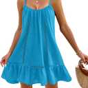 Blooming Jelly Womens Bathing Suit Cover Up Swim Beach Dresses Cover Ups Spaghetti Straps Swimsuit Coverups 2025 (Small, Peacock Blue)