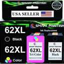 Smart Printink 62XL Ink Cartridge Replacement for HP 62 XL (Black & Tri-Color) High-Yield Ink- Compatible: with Envy 5540 5640 5660 7644 7645 OfficeJet 5740 8040 OfficeJet 200 250 Series Printer