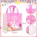 YANGTE Easter Gift Bags Bulk 16 Pack Reusable Party Bags with Handles, Colorful Egg Hunt Baskets for Kids, Bunny Treat Bag, Durable Easter Favor Basket for Candy & Gifts
