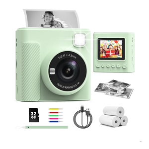 Kids Instant Print Camera, Christmas Birthday Gifts for Girls and Boys, 1080P HD Video Digital Kids Camera with Print Paper & 32G Card, Toddler Toy for 3-14 Years Old (Green)