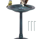 Bird Bath 28 Inch Tall Bird Feeder, Polyresin Lightweight Bird Baths for Outdoors, Sturdy Antique Garden Birdbath with Anchors