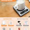 Maestri House ETL Listed Coffee Mug Warmer with 4 Temp Settings & 1-12 Hour Timer, Auto Shut Off for Desk, Smart Electric Beverage Warmer, Candle Melter for Home and Office (Gray)