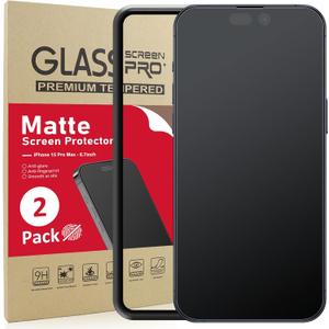Ambison [2 Pack Matte Glass Screen Protector Compatible with iPhone 15 Pro Max, Dynamic Island Compatible/Anti-Glare [No Bubbles] Install Frame/Smooth as Silk, iPhone 15 Pro Max 6.7inch 2023