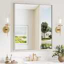 Keonjinn 32 x 36 Inch Brushed Nickel Rectangular Bathroom Mirror for Vanity