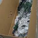 6 FT Snow Flocked Christmas Tree, Artificial Holiday Hinged Pine Tree with 600 Branch Tips, Solid Metal Stand, Premium Xmas Full Fake Tree for Home, Office, Party Decoration