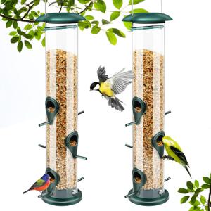 Vivace [2 Pack] Bird Feeder Squirrel Proof Bird Feeders for Outdoors Hanging, 6 Ports Wild Bird Feeders Tube Heavy Duty, Chew-Proof & Rust-Proof, 14 Inches