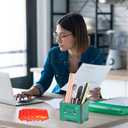 12 Pcs Wooden Dumpster Fire Pencil Holders with Motivational Flame Shaped Cards, Funny DIY Desk Organizer Bulk Office Emotional Christmas Gifts for Coworkers Teachers Nurses (Green)