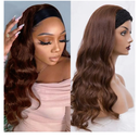 higher Headband Wig Human Hair Body Wave 16 Inch Chocolate Brown Glueless None Lace Front Wig Brazilian Virgin Human Hair Wigs Wear and Go Wigs for Black Women 150% Density Wigs