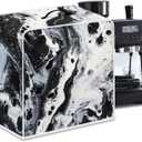 Marble Coffee Maker Cover Protector with Top Handle Washable Dustproof Small Kitchen Appliance Protector, L, Marble Print