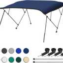 Naviskin Bimini Top for Boats, Navy Blue 3 Bow 6'L x 46" H x 54"-60" W | Easy Installation, 2 Mounting Methods, 4 Straps & 2 Rear Support Poles, 1" Aluminum Frame, Storage Boot & Hardware Included